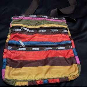 LeSportsac Multicolor Crossbody Bag triple zip 10.5 x 10